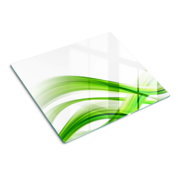 Glass chopping board Green abstract waves
