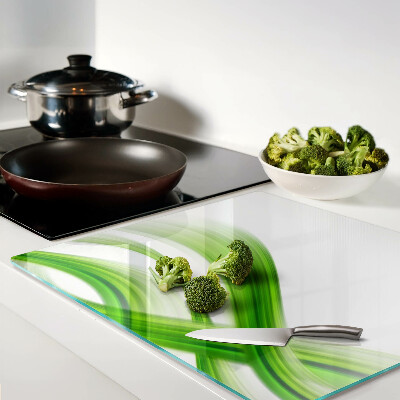 Glass chopping board Green abstract waves