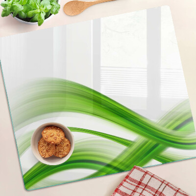 Glass chopping board Green abstract waves