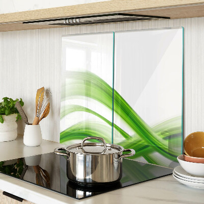 Glass chopping board Green abstract waves