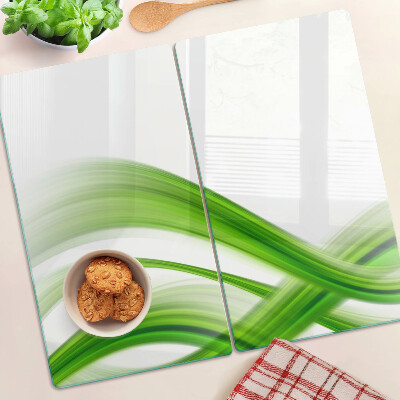 Glass chopping board Green abstract waves