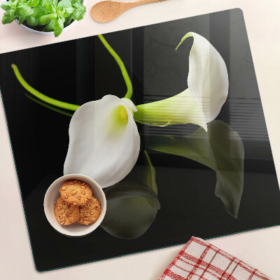 Glass kitchen board Lily on a black background