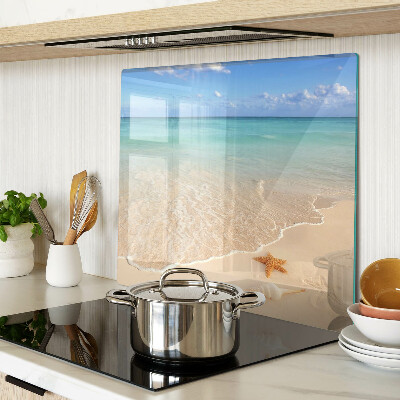 Glass chopping board Beach with shells and waves