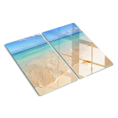 Glass chopping board Beach with shells and waves