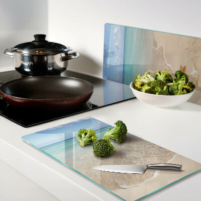 Glass chopping board Beach with shells and waves