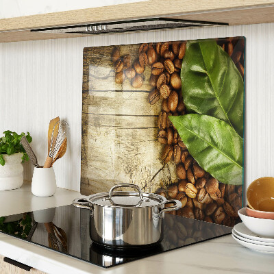 Glass kitchen board Coffee and leaves