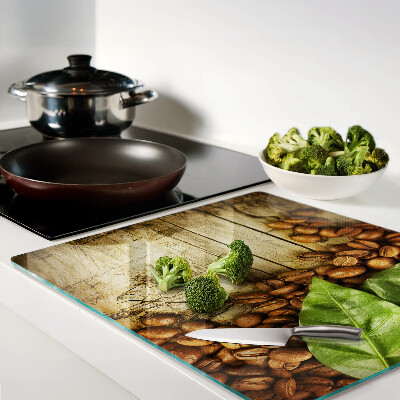 Glass kitchen board Coffee and leaves