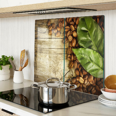 Glass kitchen board Coffee and leaves