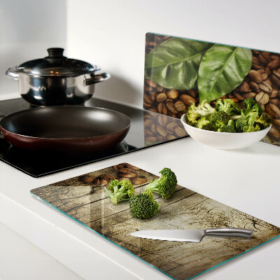 Glass kitchen board Coffee and leaves