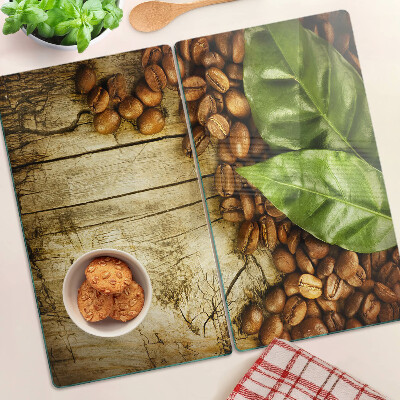 Glass kitchen board Coffee and leaves