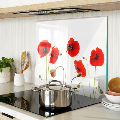 Glass chopping board Poppy flower motif