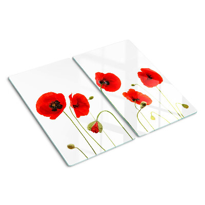 Glass chopping board Poppy flower motif