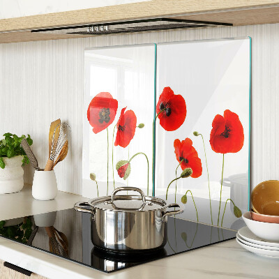 Glass chopping board Poppy flower motif