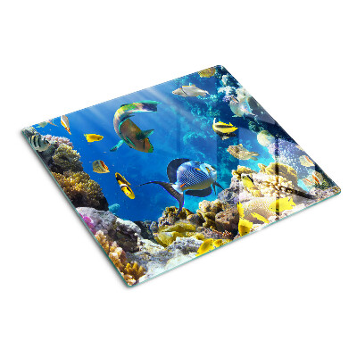 Glass chopping board The underwater world of the coral reef