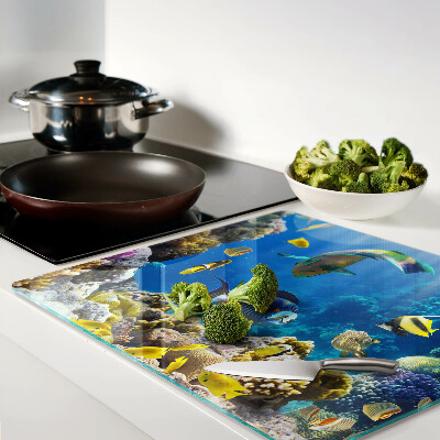 Glass chopping board The underwater world of the coral reef