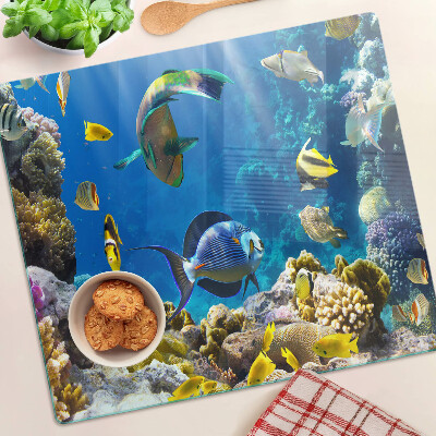 Glass chopping board The underwater world of the coral reef