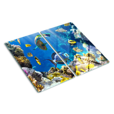 Glass chopping board The underwater world of the coral reef