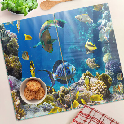 Glass chopping board The underwater world of the coral reef