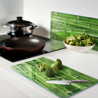 Glass chopping board Bamboo leaves and stems