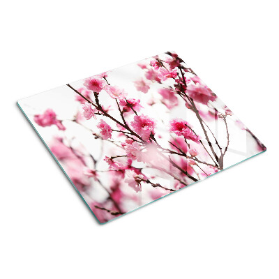 Glass chopping board Cherry blossoms in bloom