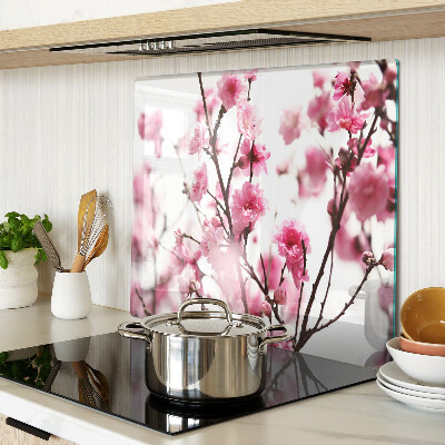 Glass chopping board Cherry blossoms in bloom