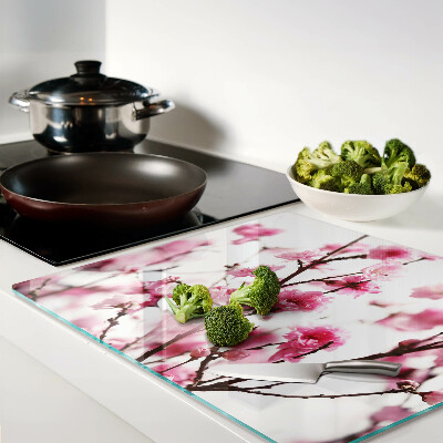 Glass chopping board Cherry blossoms in bloom