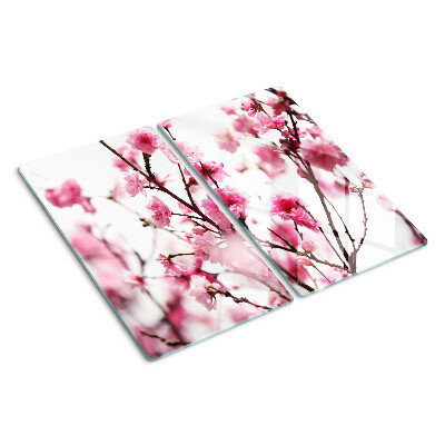 Glass chopping board Cherry blossoms in bloom