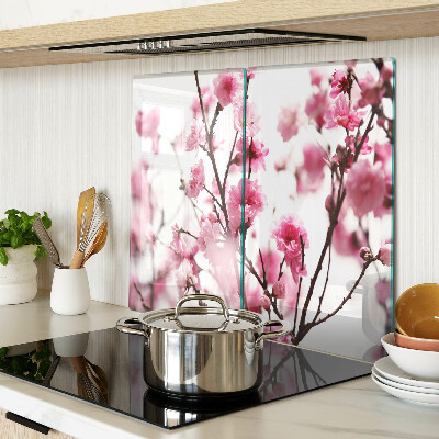 Glass chopping board Cherry blossoms in bloom