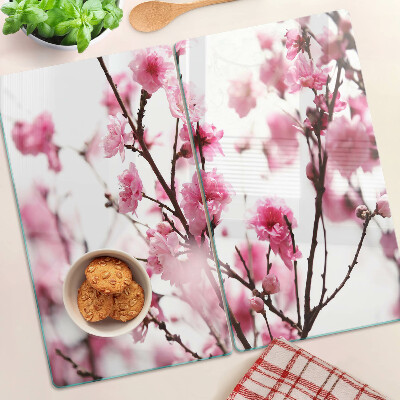 Glass chopping board Cherry blossoms in bloom