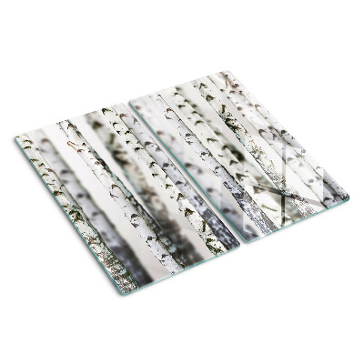 Glass kitchen board White birches in the forest