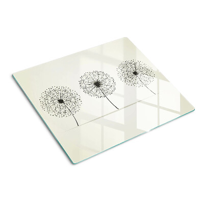 Glass chopping board Dandelions on a white background