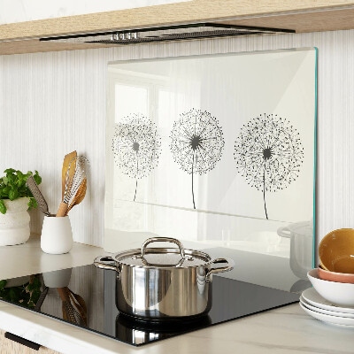 Glass chopping board Dandelions on a white background