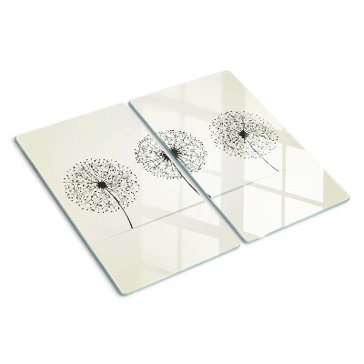 Glass chopping board Dandelions on a white background