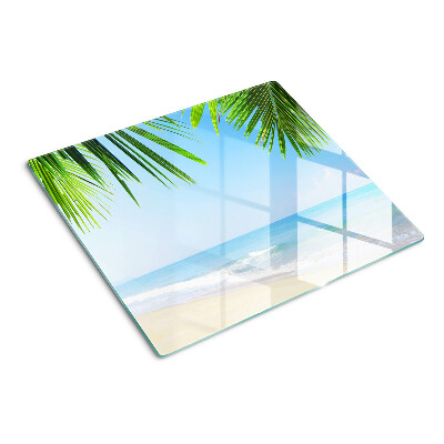 Glass chopping board Tropical beach with palm trees