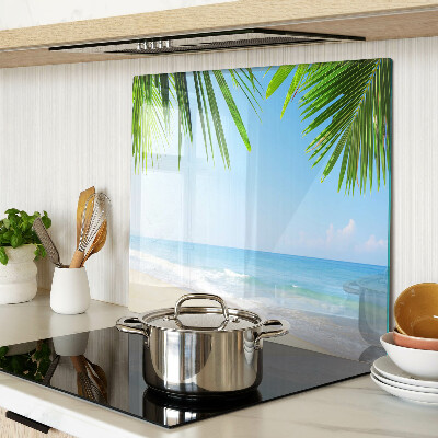 Glass chopping board Tropical beach with palm trees
