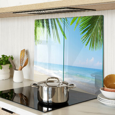 Glass chopping board Tropical beach with palm trees