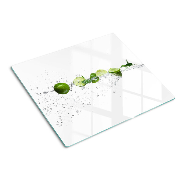 Glass chopping board Lemons in water