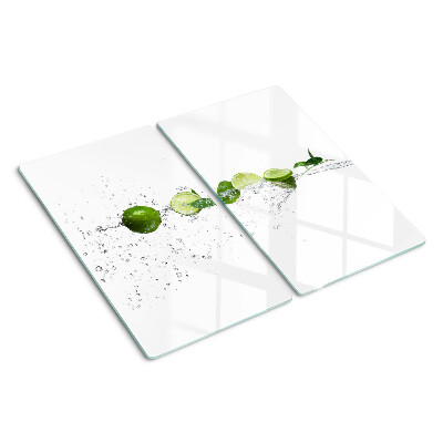 Glass chopping board Lemons in water