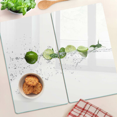 Glass chopping board Lemons in water