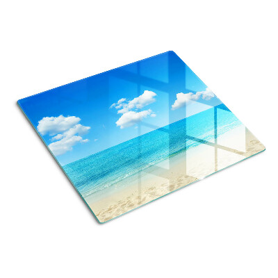 Glass kitchen board Beach with blue sky