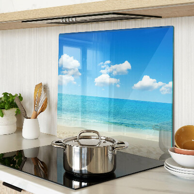 Glass kitchen board Beach with blue sky