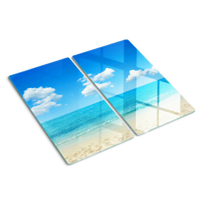 Glass kitchen board Beach with blue sky
