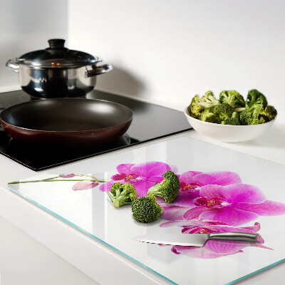 Glass kitchen board Orchids in shades of pink