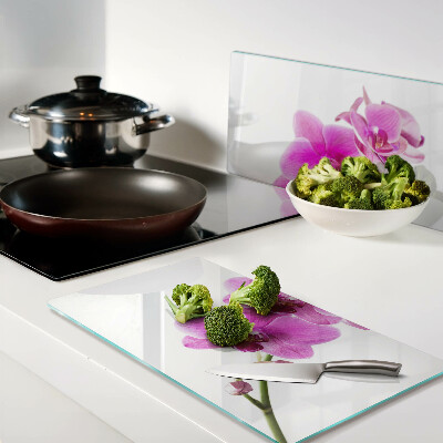 Glass kitchen board Orchids in shades of pink