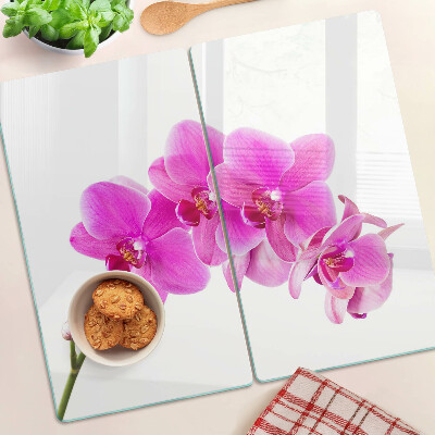 Glass kitchen board Orchids in shades of pink