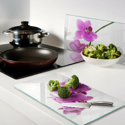 Glass kitchen board Orchid flowers in shades of pink