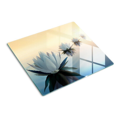 Glass kitchen board Water flowers in pastel shades