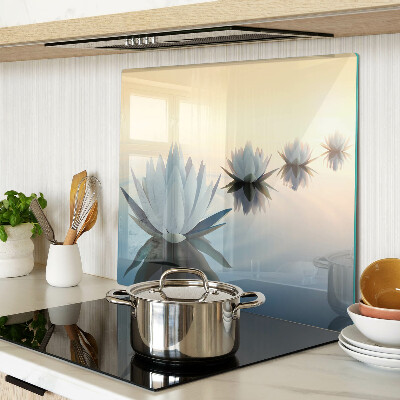 Glass kitchen board Water flowers in pastel shades