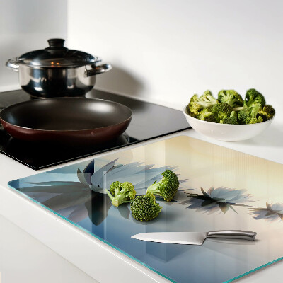 Glass kitchen board Water flowers in pastel shades