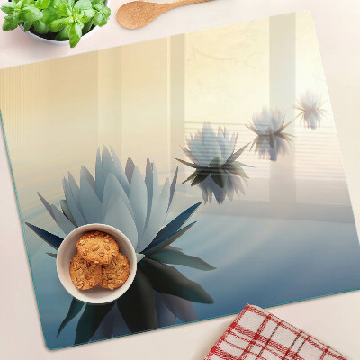 Glass kitchen board Water flowers in pastel shades